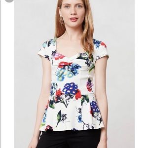 Anthropologie floral print peplum top